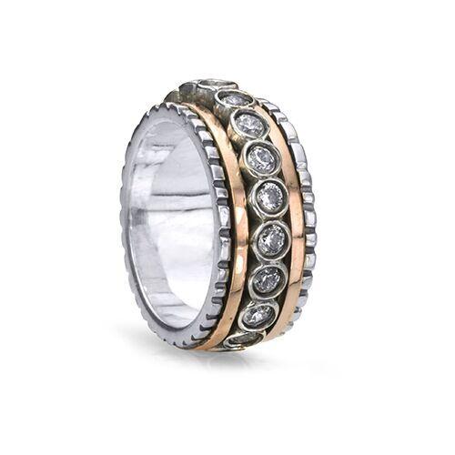 Everlasting, Meditation Ring, Sterling Silver, 9KT, C.Z. Size 9.
