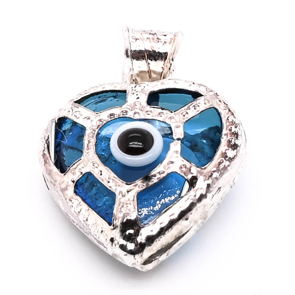 Sterling Silver Evil Eye Heart Pendant.