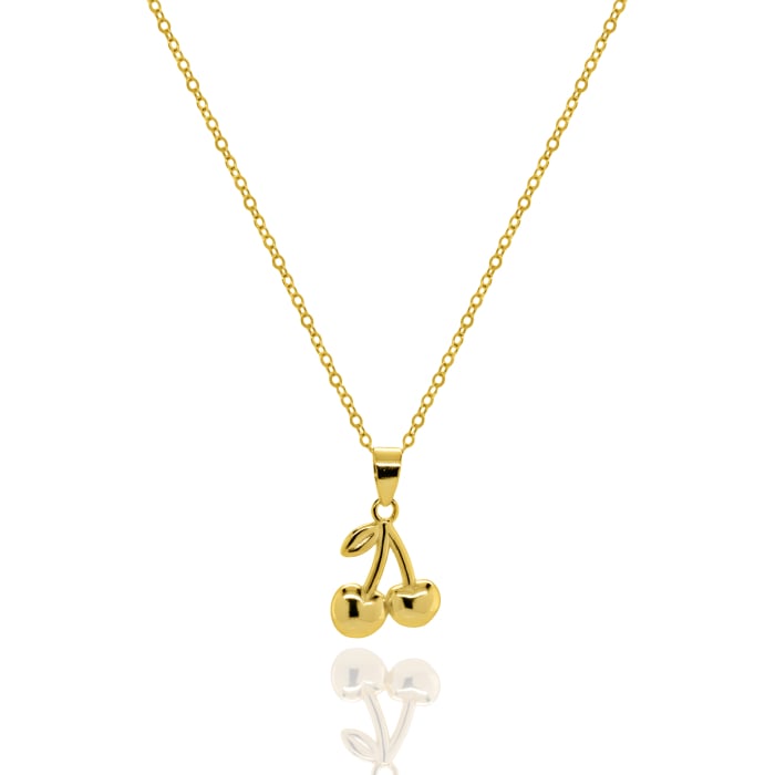 Sterling Silver 18" Gold Vermeil Cherries Necklace