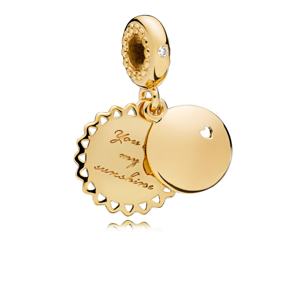 You Are My Sunshine, Warm Yellow Enamel & Clear CZ