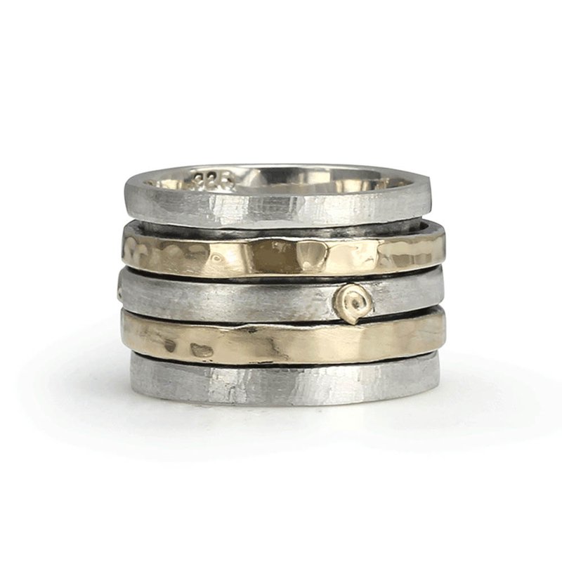 Tranquility Meditation Ring. Sterling Silver and 9KT Yellow Gold. Size 7.