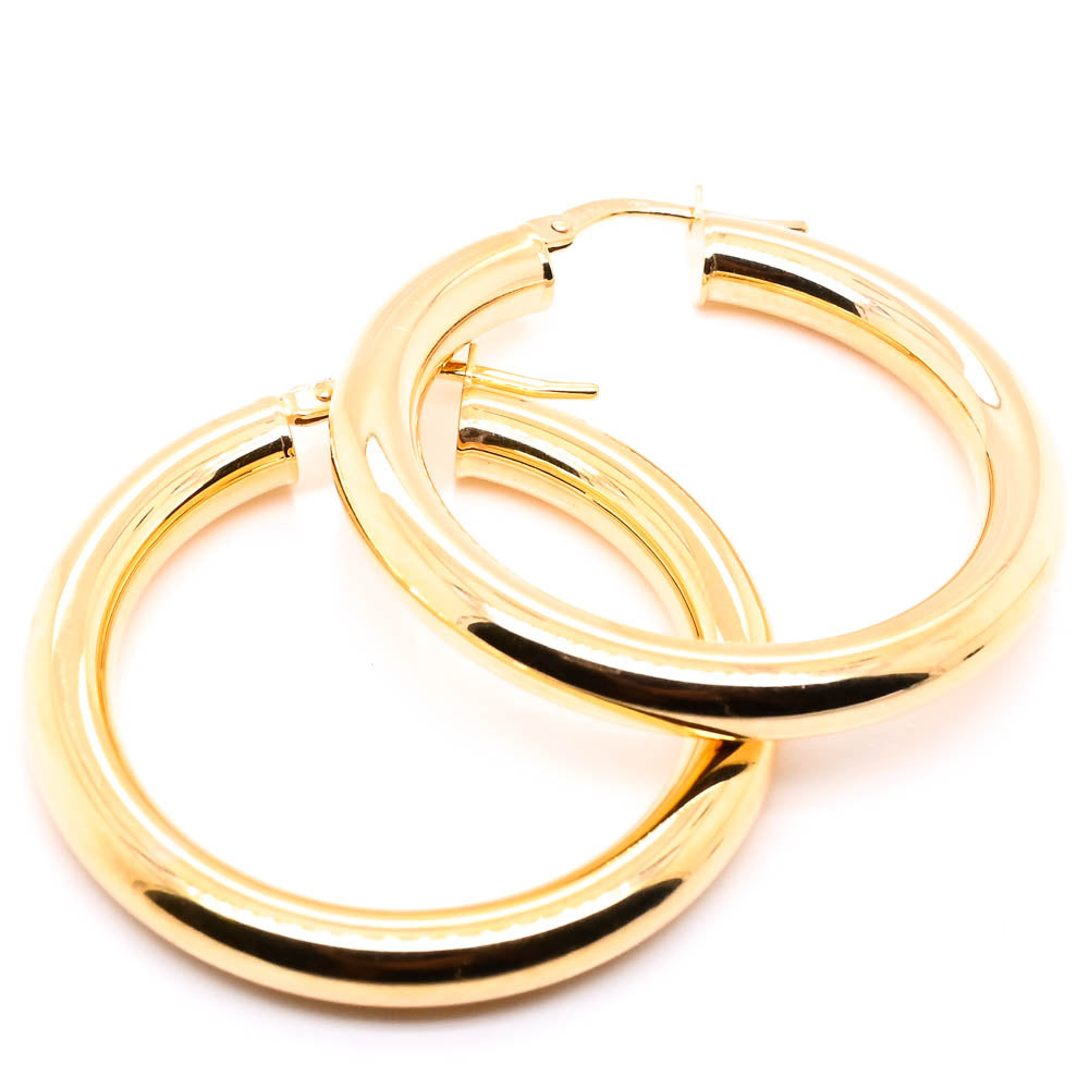 10KT Yellow Gold 39mm Hoop Earrings.