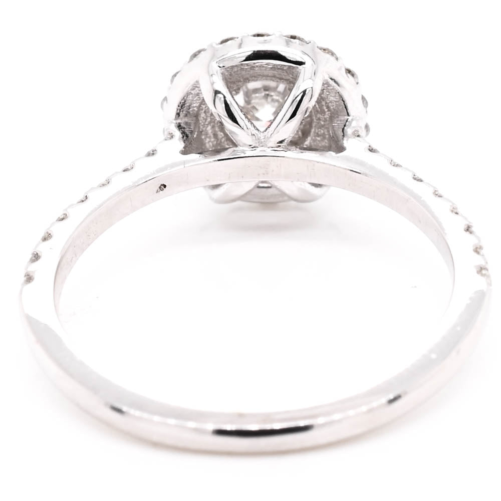 14KT Yellow Gold 0.92CTW Round Brilliant Diamond Double Halo Set Engagement Ring.