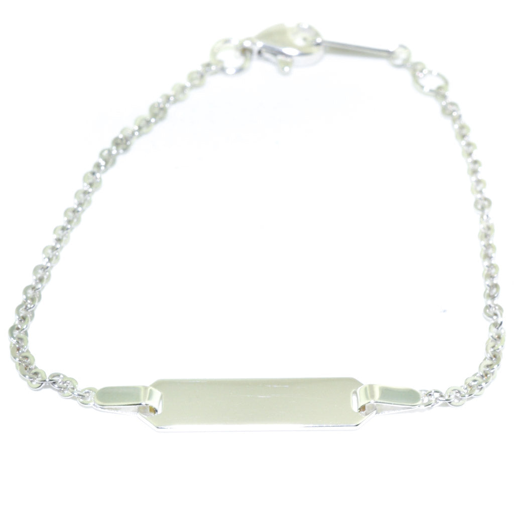 10KT White Gold 6.5" Childrens ID Bracelet.
