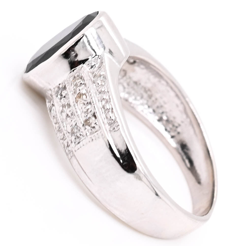 14KT White Gold 1.92CT Blue Sapphire & Diamond Ring.