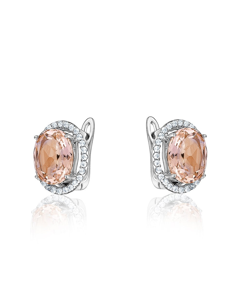 Larus Sterling Silver Nano Morganite Glass Earrings.