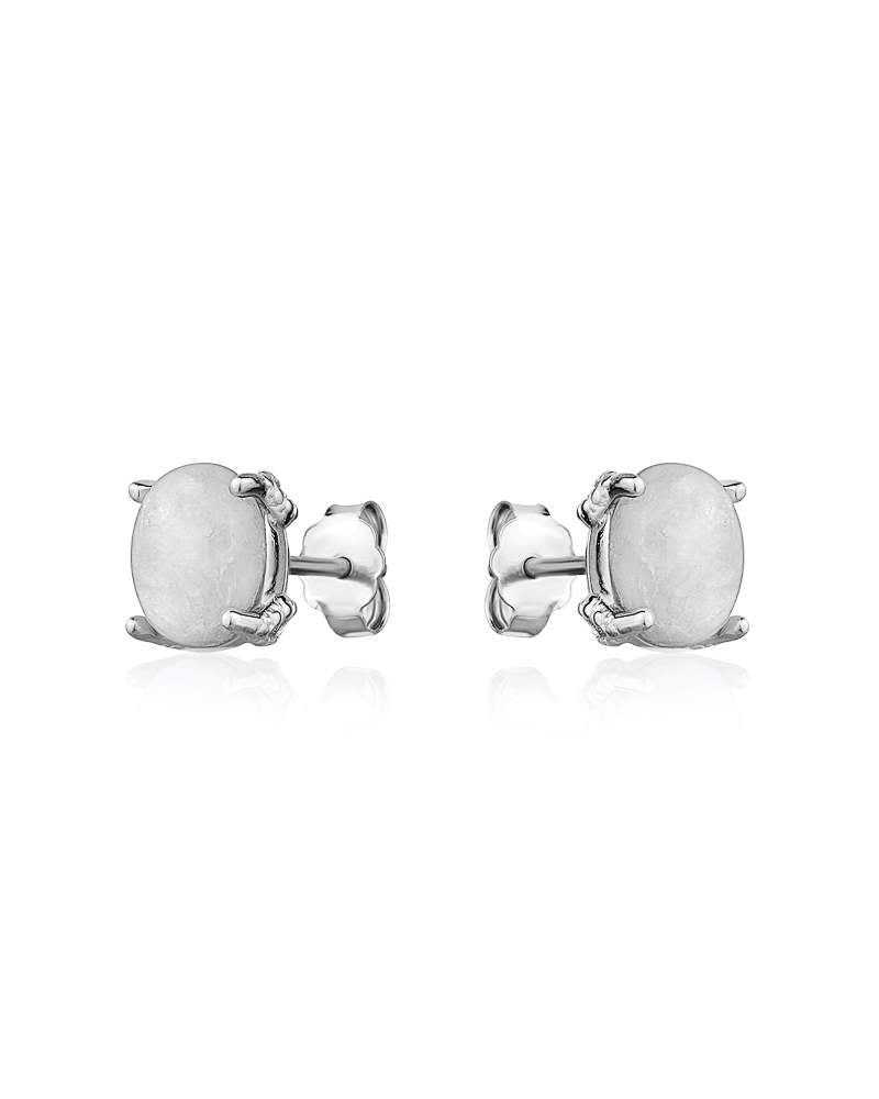 Sterling silver 9x7mm Moonstone Stud Earrings.