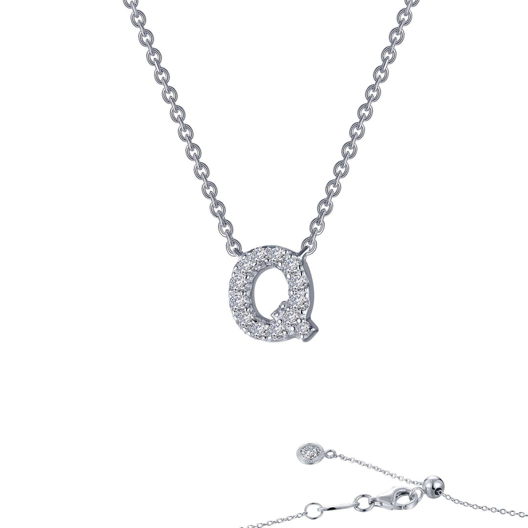 Lafonn Sterling Silver 20" Letter "Q" Initial Necklace.