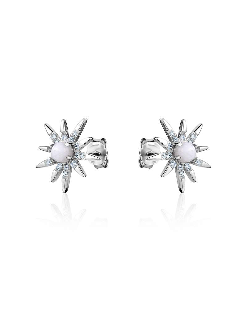 Larus Sterling Silver Moon Stone & C.Z star Earrings.