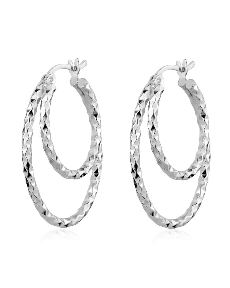Larus Sterling Silver 30x21mm Double Oval Hoop Earrings.