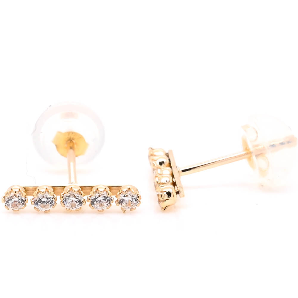 10KT Yellow Gold C.Z Bar Earrings.