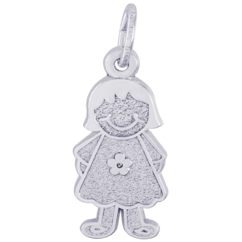 Rembrandt Sterling Silver Girl with Dress and Flower Charm.