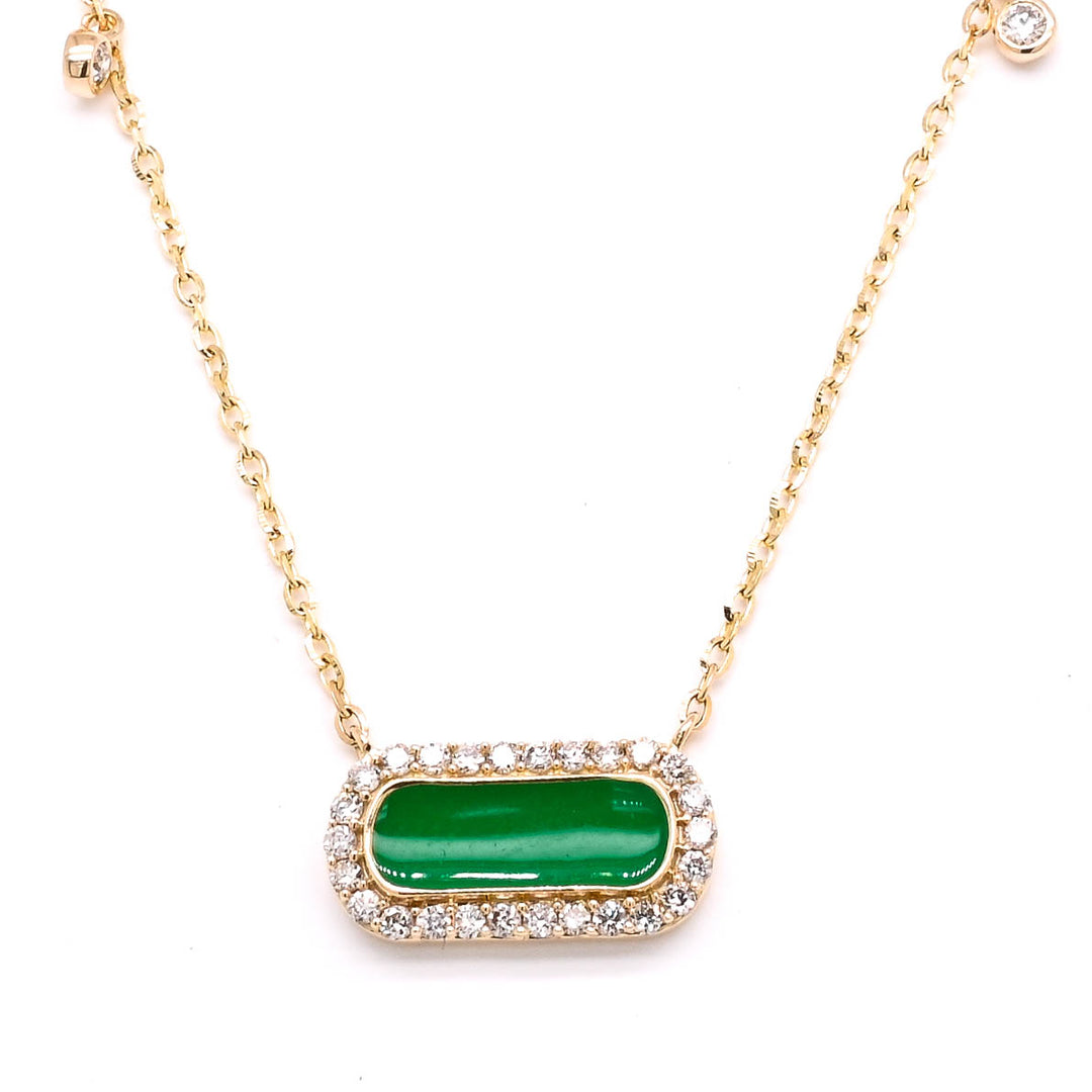 14KT Yellow Gold 7" 0.13CTW Diamond & Green Enamel Bracelet.