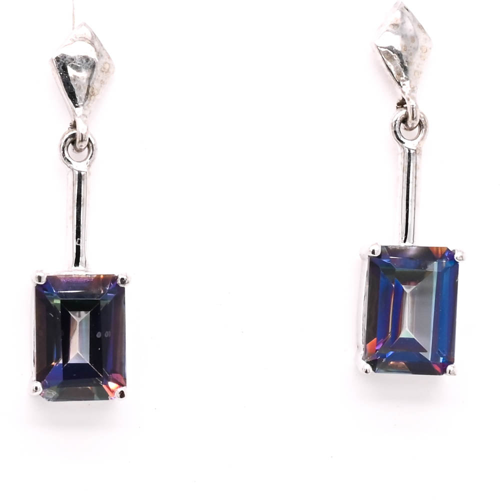 10KT White Gold Ocean Mist Topaz Drop Earrings.