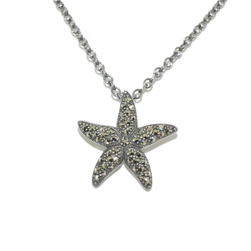 Larus Sterling Silver 18" Marcasite Starfish Necklace.