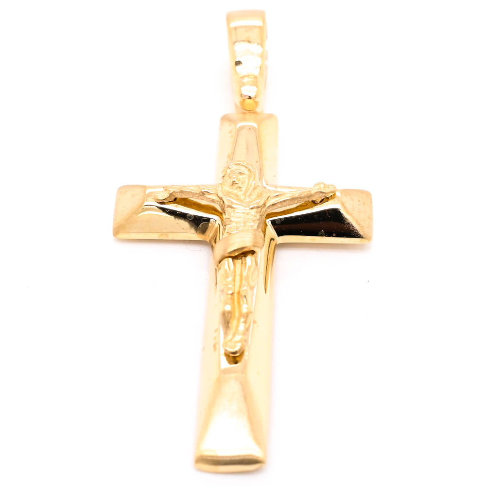10KT Yellow Gold 47x22mm Crucifix Pendant.