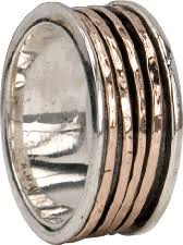 Moon Meditation Ring. Sterling Silver and 9KT Rose Gold. Size 9.