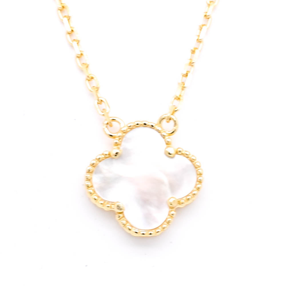 Sterling Silver 18" Mother of Pearl Flower Necklace.
