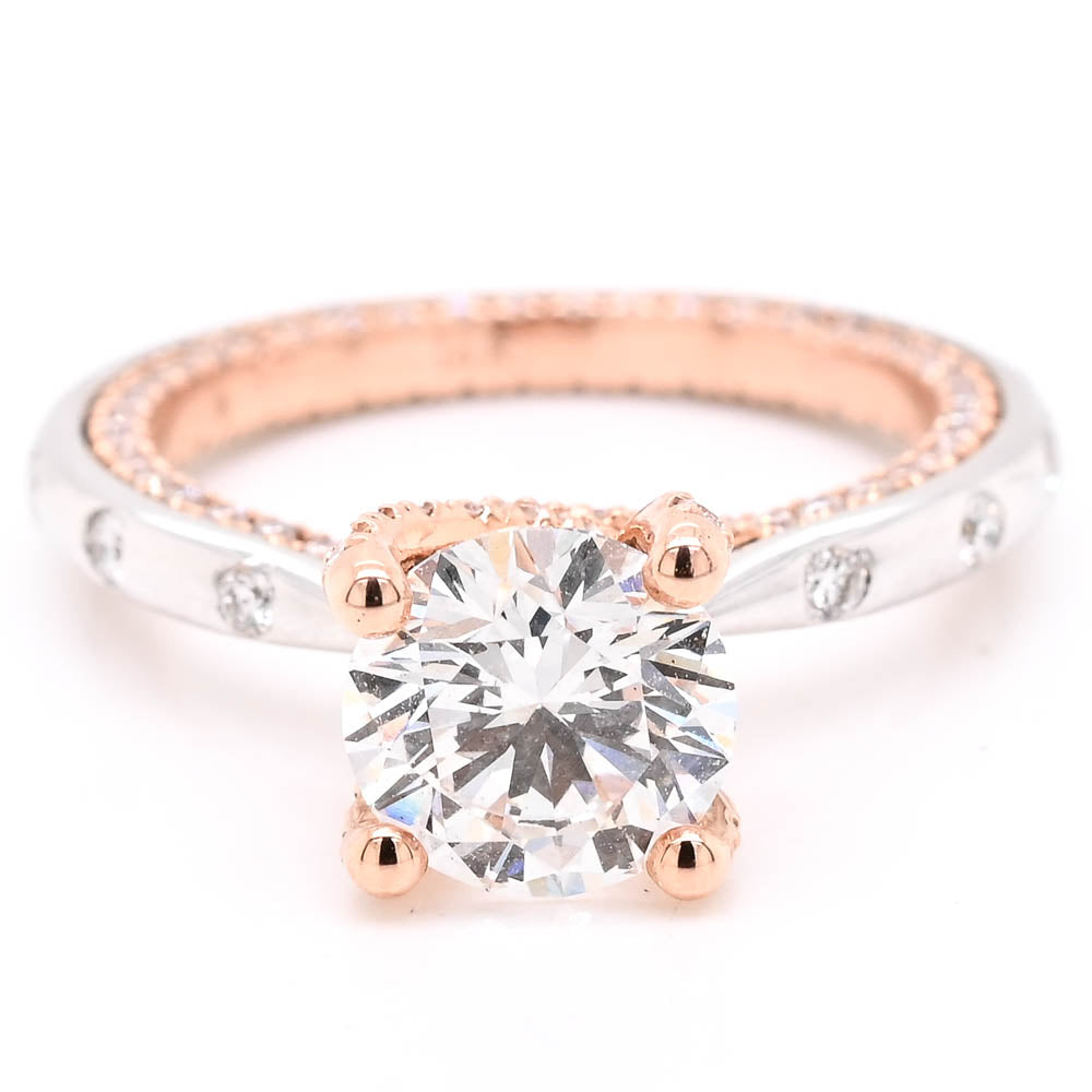 14KT White & Rose Gold 2.34CTW Round Brilliant Lab Grown Diamond Accent Engagement Ring.