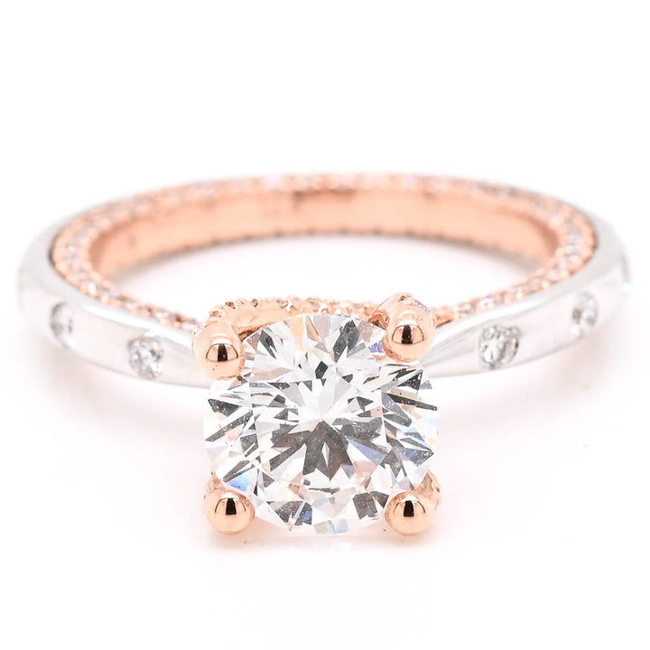 14KT White & Rose Gold 2.34CTW Round Brilliant Lab Grown Diamond Accent Engagement Ring.