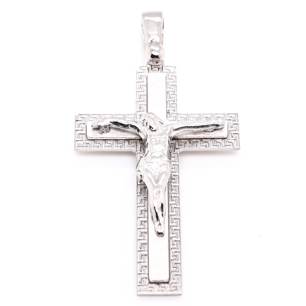 10KT White Gold 35x17mm Crucifix Pendant.