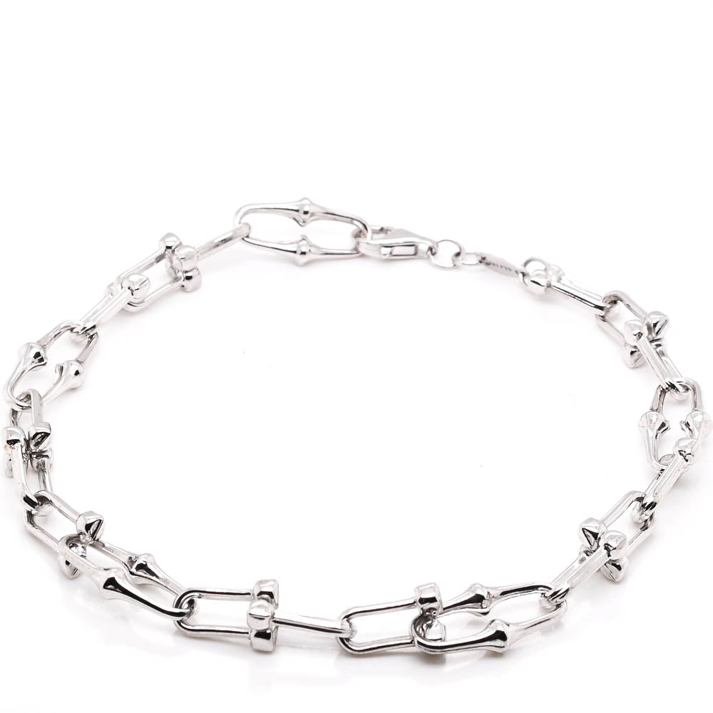 10KT White Gold 7.5" 3mm Link Chain Bracelet.