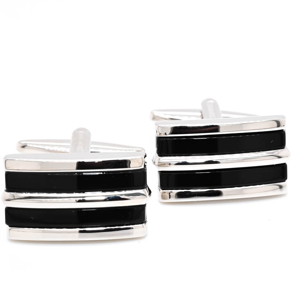 Webber Stainless Steel Black Onyx Cufflinks.