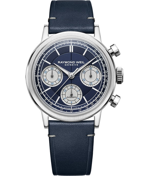 Raymond Weil Millesime Automatic Chronograph Midnight Blue Dial 39.5mm Watch, 7765-STC-50651