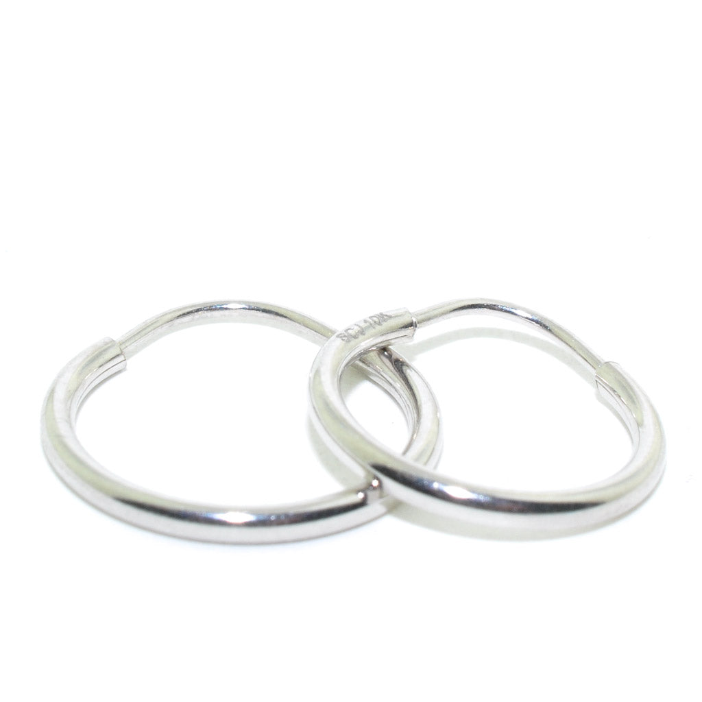 10KT White Gold 13MM Hoop Earrings.