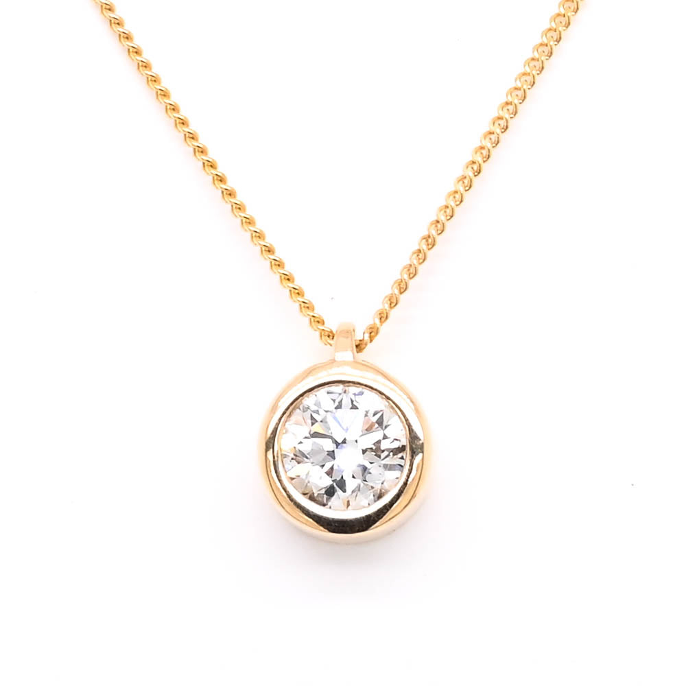 LUJO 10KT Yellow Gold 18" 0.30CTW Round Brilliant LAB Created Diamond Necklace.