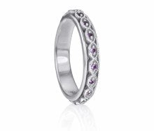 Intuition Meditation Ring. Sterling Silver and Amethyst. Size 9