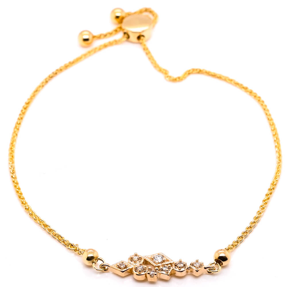 Fire & Ice 1KT Yellow Gold 8" 0.08CTW Canadian Diamond Bolo Bracelet.