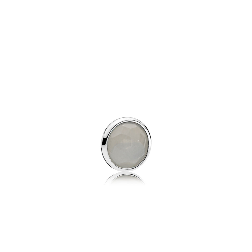 June silver element with grey moonstone droplet