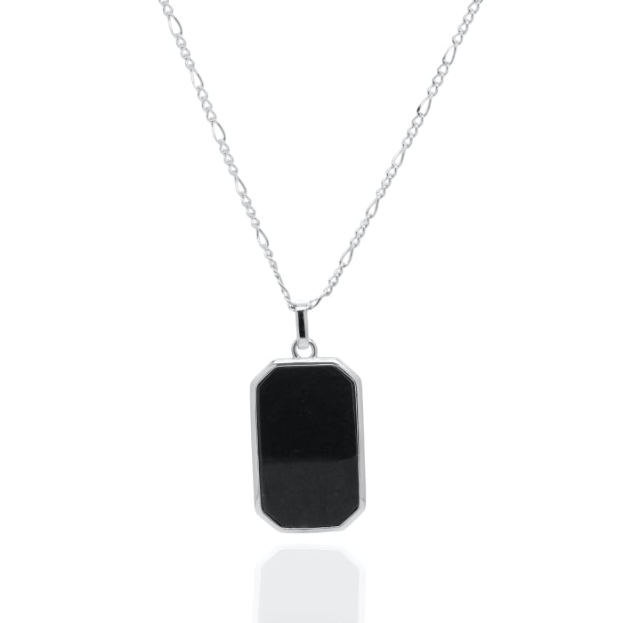 Sterling Silver Gold Vermeil 22" Lapis Tag Necklace.