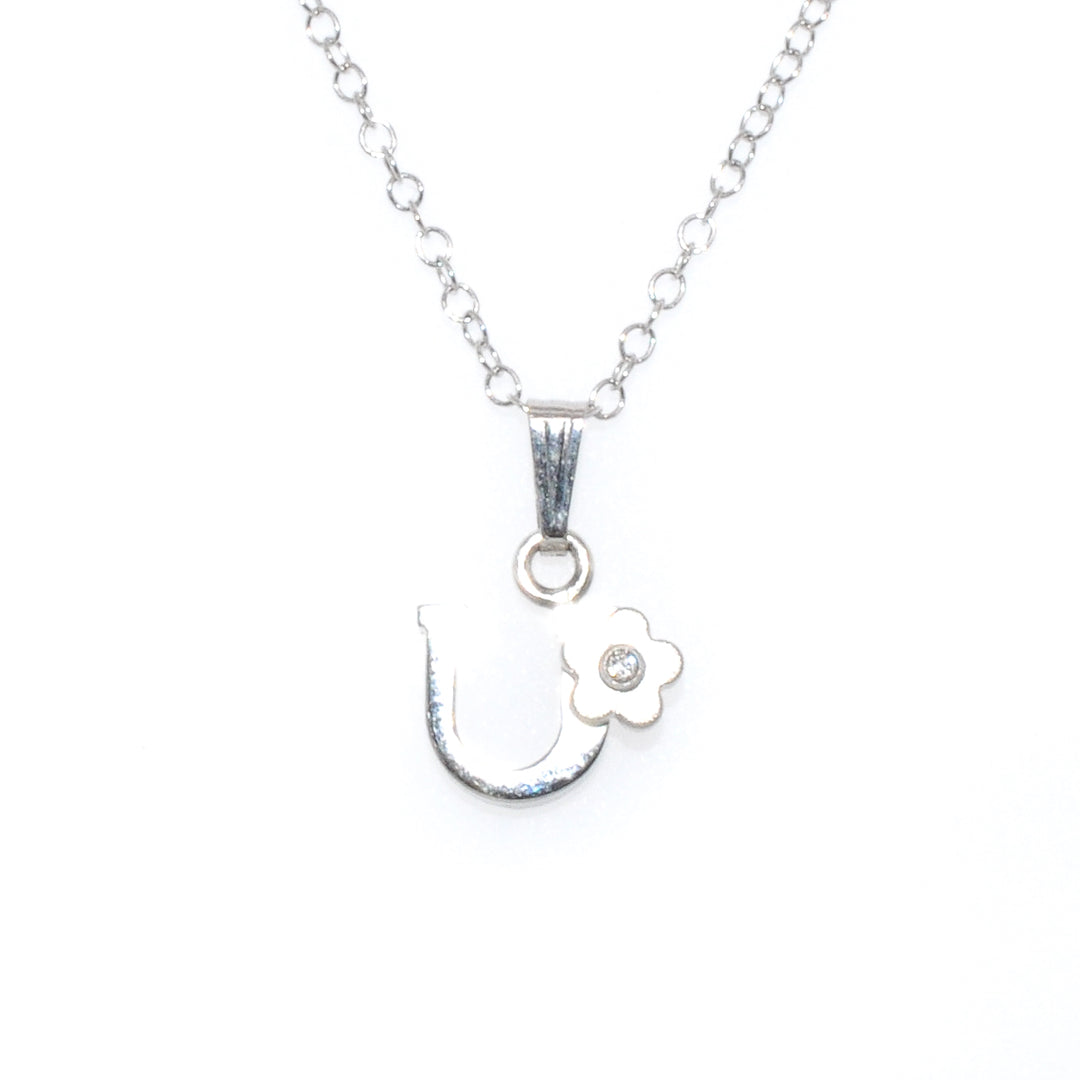 Sterling Silver and Diamond "U" Necklace.