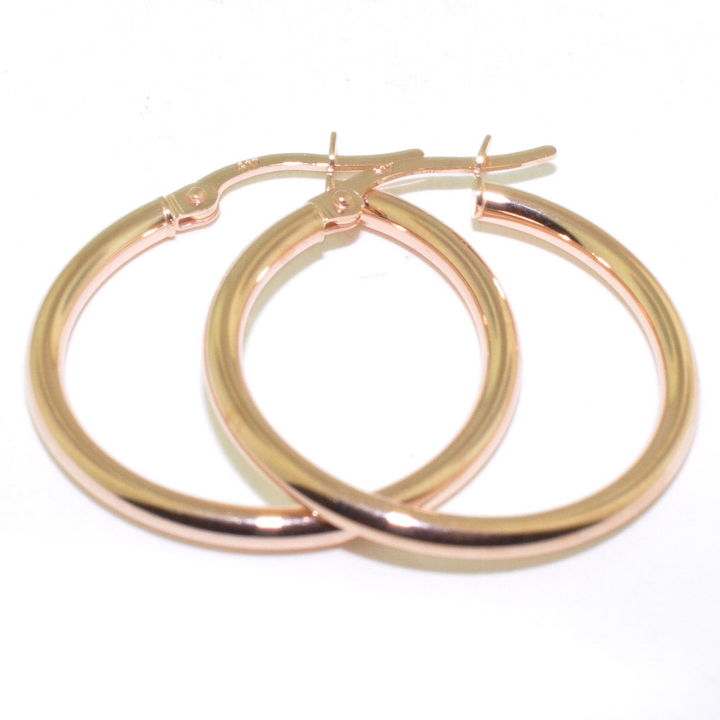 10KT Rose Gold Medium Hoop Earrings.