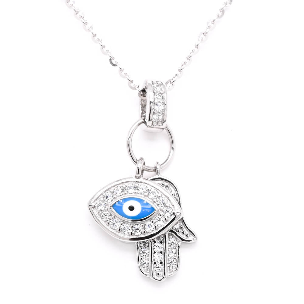 Sterling Silver 18" C.Z Set Necklace.