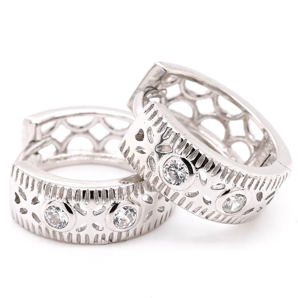 Sterling Silver C.Z 14mmHuggie Earrings.