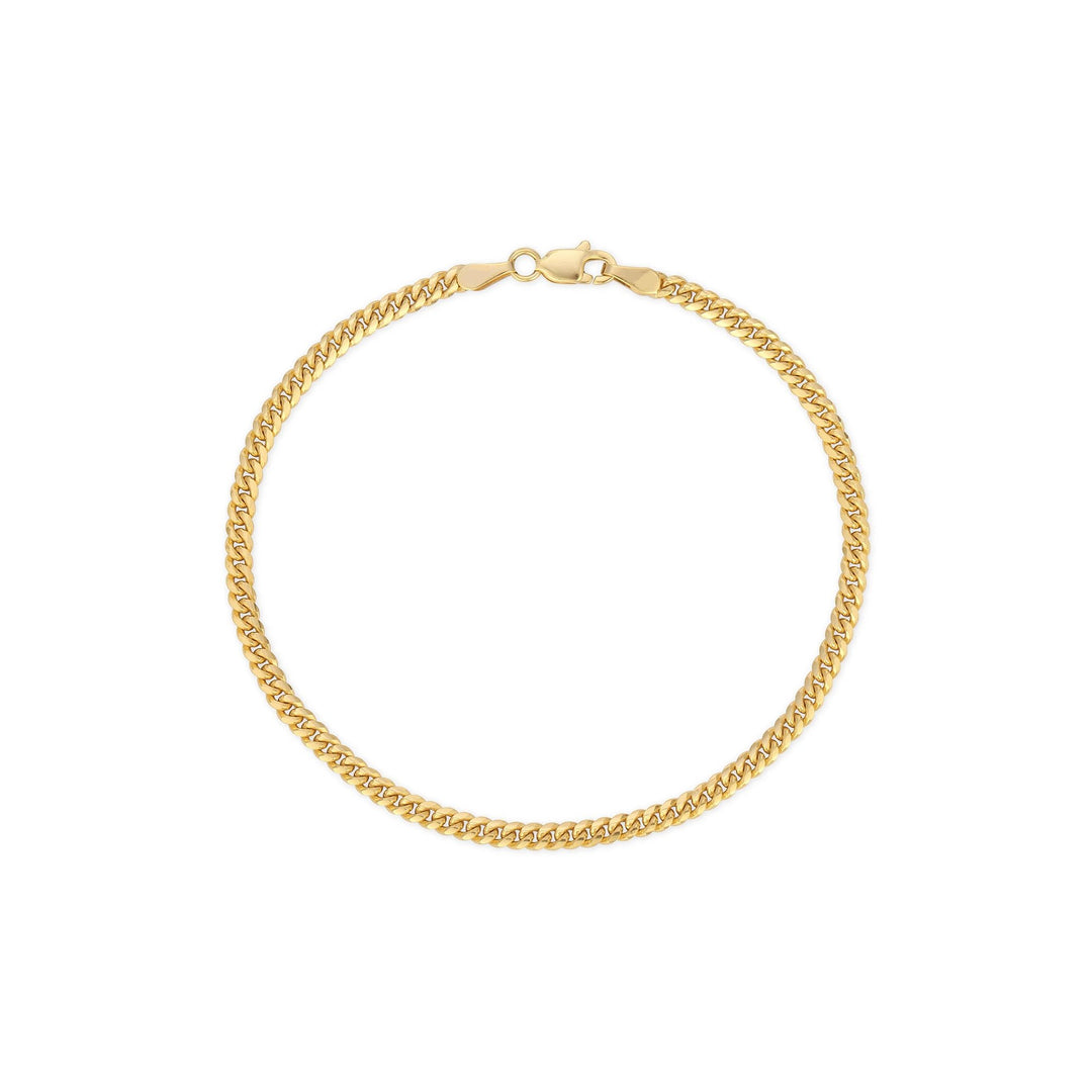 Sterling Silver 8" 4.2mm Gold Vermeil Miami Cuban Curb Chain Bracelet.