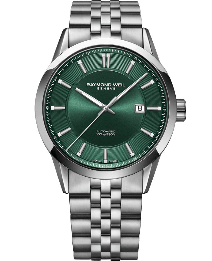 Raymond Weil Freelancer Automatic Green Dial Stainless Steel Bracelet 42mm Watch. 2731-ST-52001