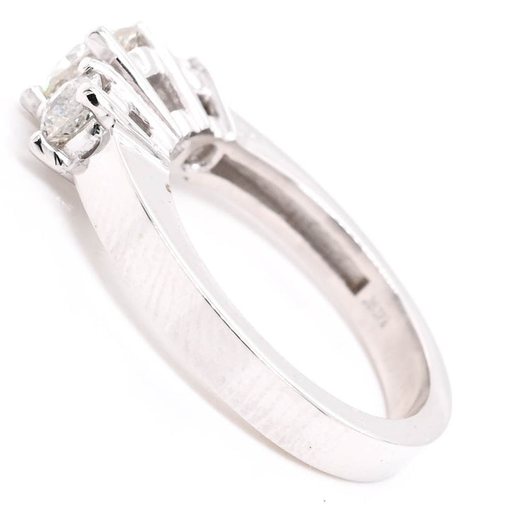 14KT White Gold 0.93CTW Round Brilliant Diamond Trinity Engagement Ring.