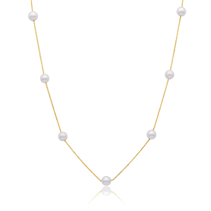 10KT Yellow Gold 17" 3.5mm Pearl By the Yard Necklace.