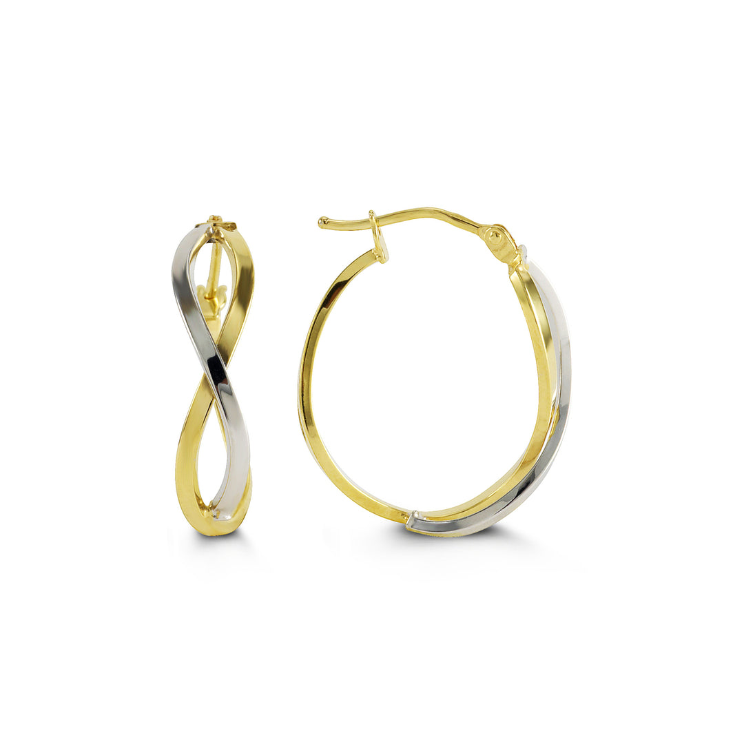 Bella 10KT Yellow and White Gold Twisted hoop Earrings.