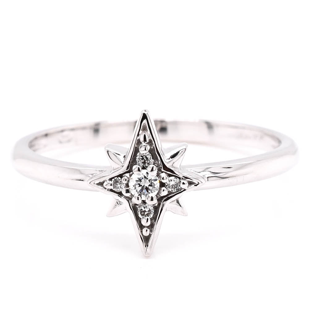 Fire & Ice 10KT White Gold 0.04CT Canadian Diamond Star Ring.