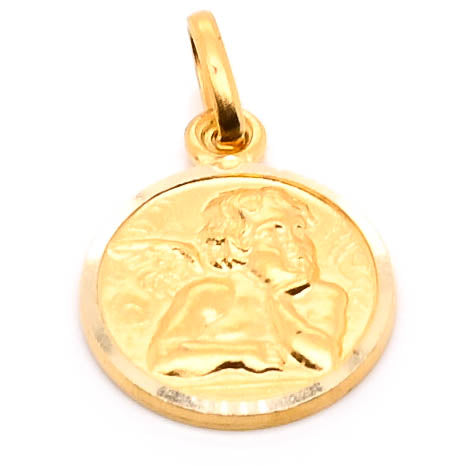 10KT Yellow Gold 10mm Guardian Angel Pendant.