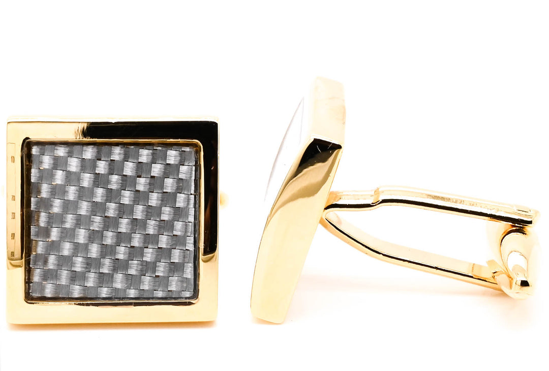 Stainless steel IP Plated Carbon Fiber Cuff Links.