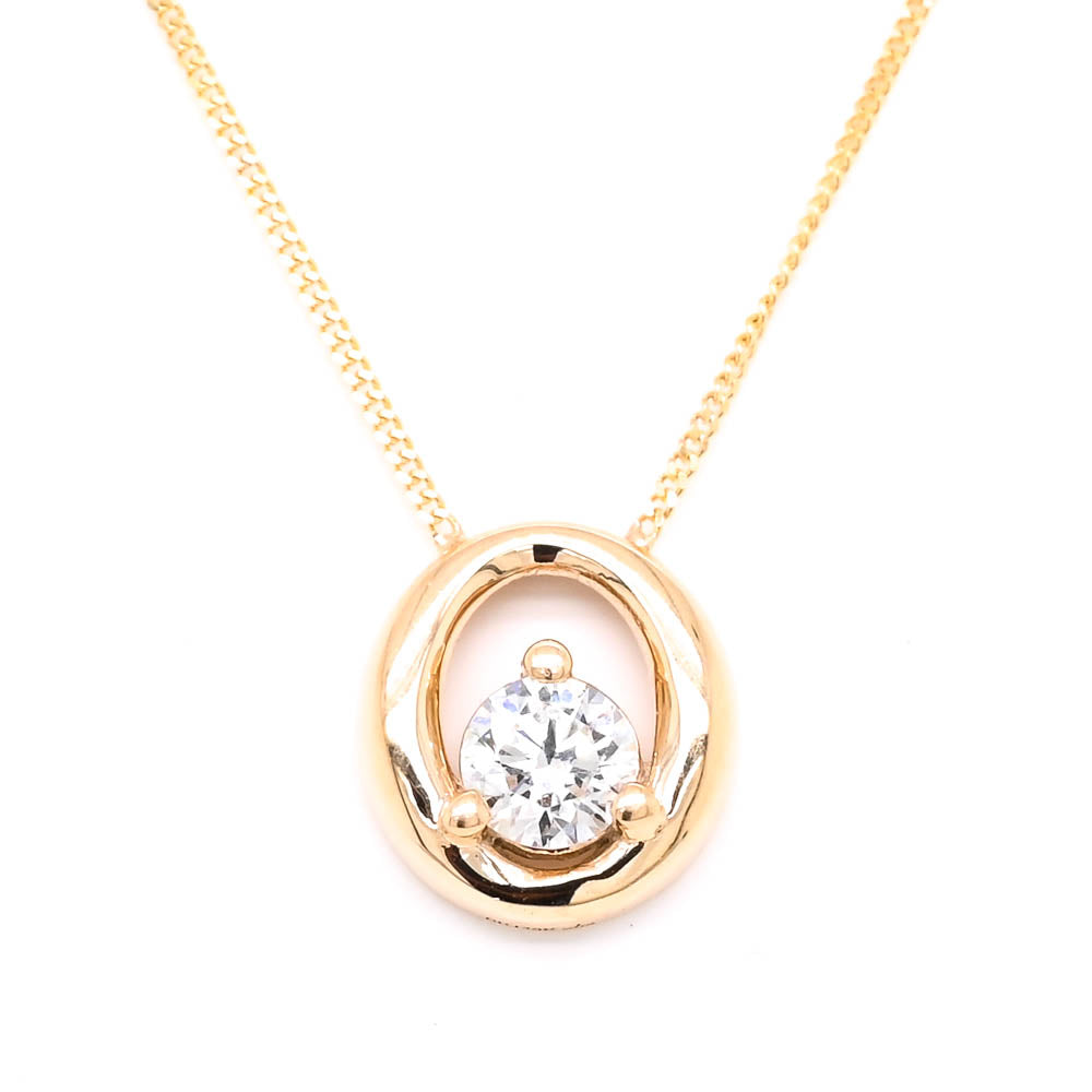 LUJO 10KT Yellow Gold 18" 0.25CTW Round Brilliant LAB Created Diamond Necklace.