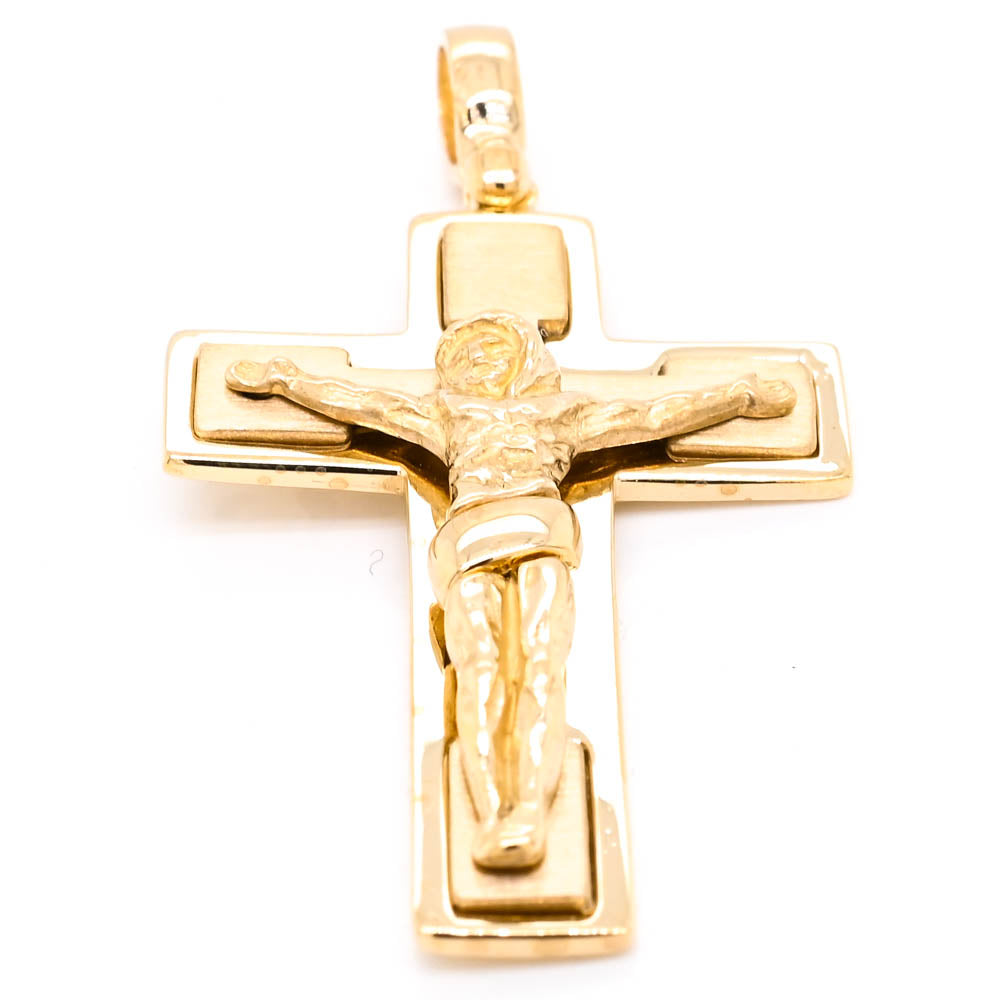 10KT Yellow Gold 40x21mm Crucifix Pendant.