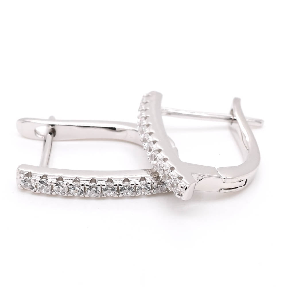 Sterling Silver 16x10mm C.Z Huggie Earrings.