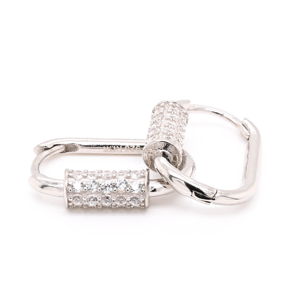 Sterling Silver 14x16mm C.Z Huggie Earrings.